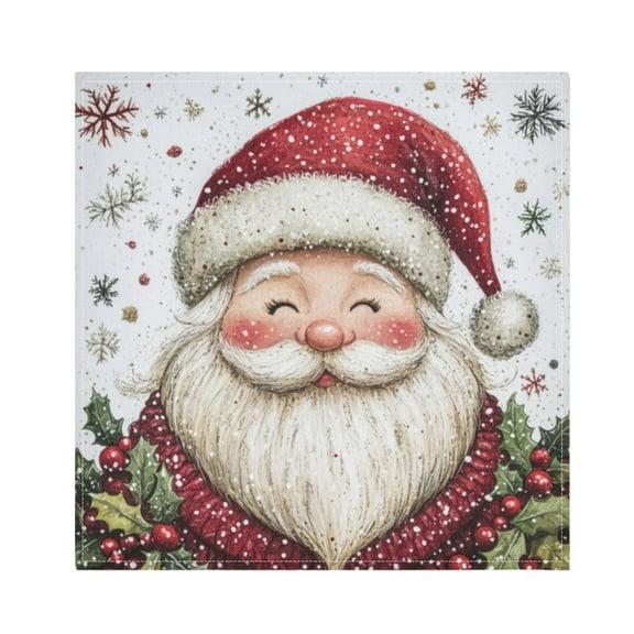 Napkin Satin Napkin 20*20Inchx1 Kitchen Towel Dinner Plate Towel Decorative Towel Napkin Tea Towel Suitable For Kitchen Table Cute Closed Eyes Santa