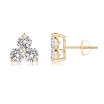 ANGARA Natural Diamond Three Stone Stud Earrings in 14K Yellow Gold for Women (Size-3.2mm| Color-I-J| Clarity-I1-I2) | April Birthstone, Anniversary, Jewelry Gift for Women | Natural Diamond Earrings