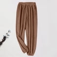 thumbnail image 2 of ManxiVoo Womens Cozy Sleep Pajama Pants Soft Plush Sleepwear with Cuffed Ankles Relaxing Loungewear for Night and Home One Size Size Khaki, 2 of 4
