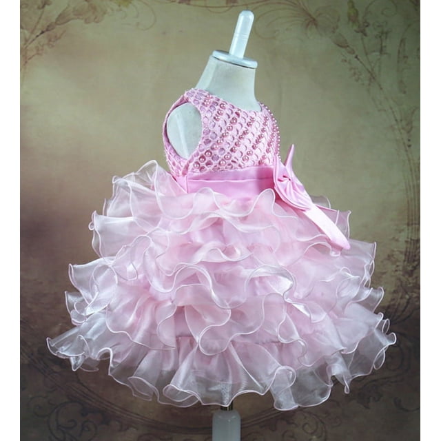 Vestido de princesa con flores para niña, vestido de bebé con lazo y cuentas, vestido de novia para niña de las flores, minifalda