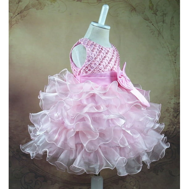 Vestido de princesa con flores para niña, vestido de bebé con lazo y cuentas, vestido de novia para niña de las flores, minifalda