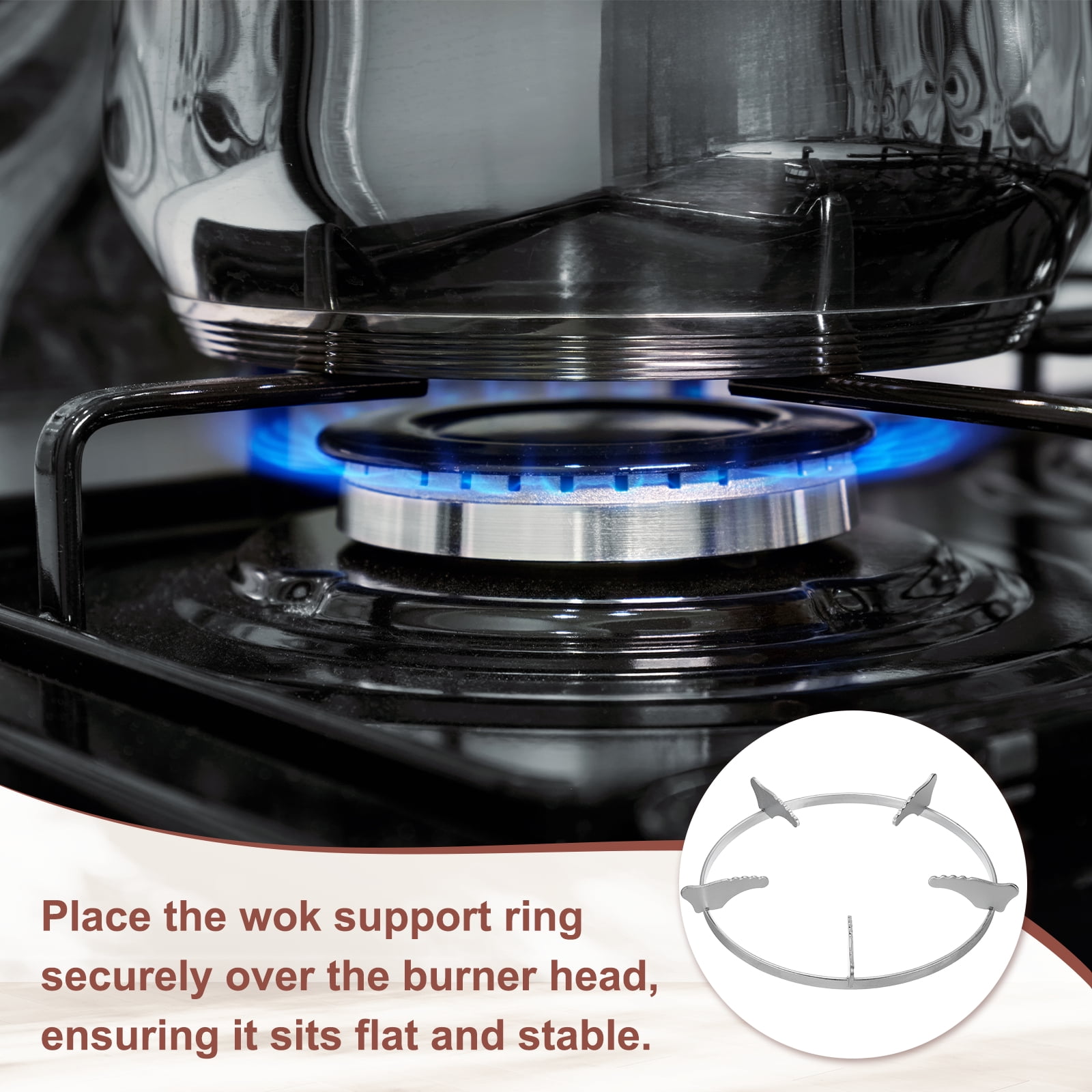 Uxcell Wok Ring for Gas Stove, 8.6 Inch Cast Iron Gas Stove Rack Wok Support Ring Round Cooktop Stand Brackets Replacement Accessories for Home Kitchen Burner, Silver