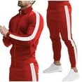thumbnail image 2 of VBTAPA Track Suit for Men 2 Piece Set Side Striped Zipper Jacket Elastic Waist Pants Suit Color Block Casual Sweatsuit Athletic Jogging Matching Sets with Pockets Limited Time Deals Red XXXL, 2 of 8