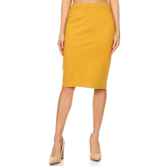 Women's Cotton Mustard Pencil Skirt