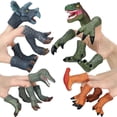 thumbnail image 2 of Juego de 4 marionetas de dedo de dinosaurio, juguetes de vinilo, marionetas de dinosaurio, juguetes de baño para niños, 2 of 7