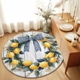 thumbnail image 2 of 3ft Area Rug,Summer Lemon Garland Checkered Bow Washable Large Rugs Soft Non-Slip Floor Rug Farmhouse Wood Grain Non-Shedding Indoor Carpets for Living Room Bedroom Home Office Nursery, 2 of 9