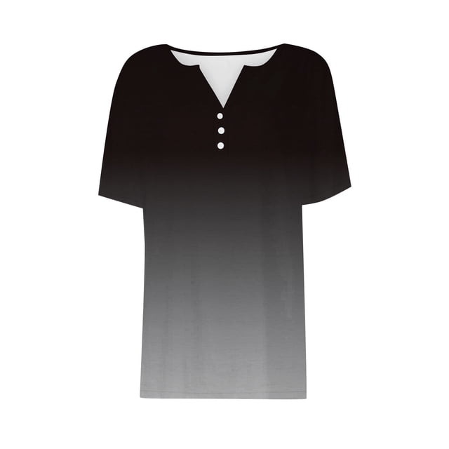 YLHFASHION Chemise à Manches Courtes Col en V Mode Vacances d'Été 2024 pour Femmes Tunique Décontractée Ample Confortable Liquidation Printemps T-shirt à Manches Courtes pour Femmes