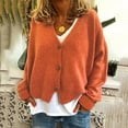 thumbnail image 2 of IROINNID Cardigan for Women Fall Winter Knit Warm Cardigan Long Sleeve Solid Button Down Short Basic Jacket,Orange, 2 of 4