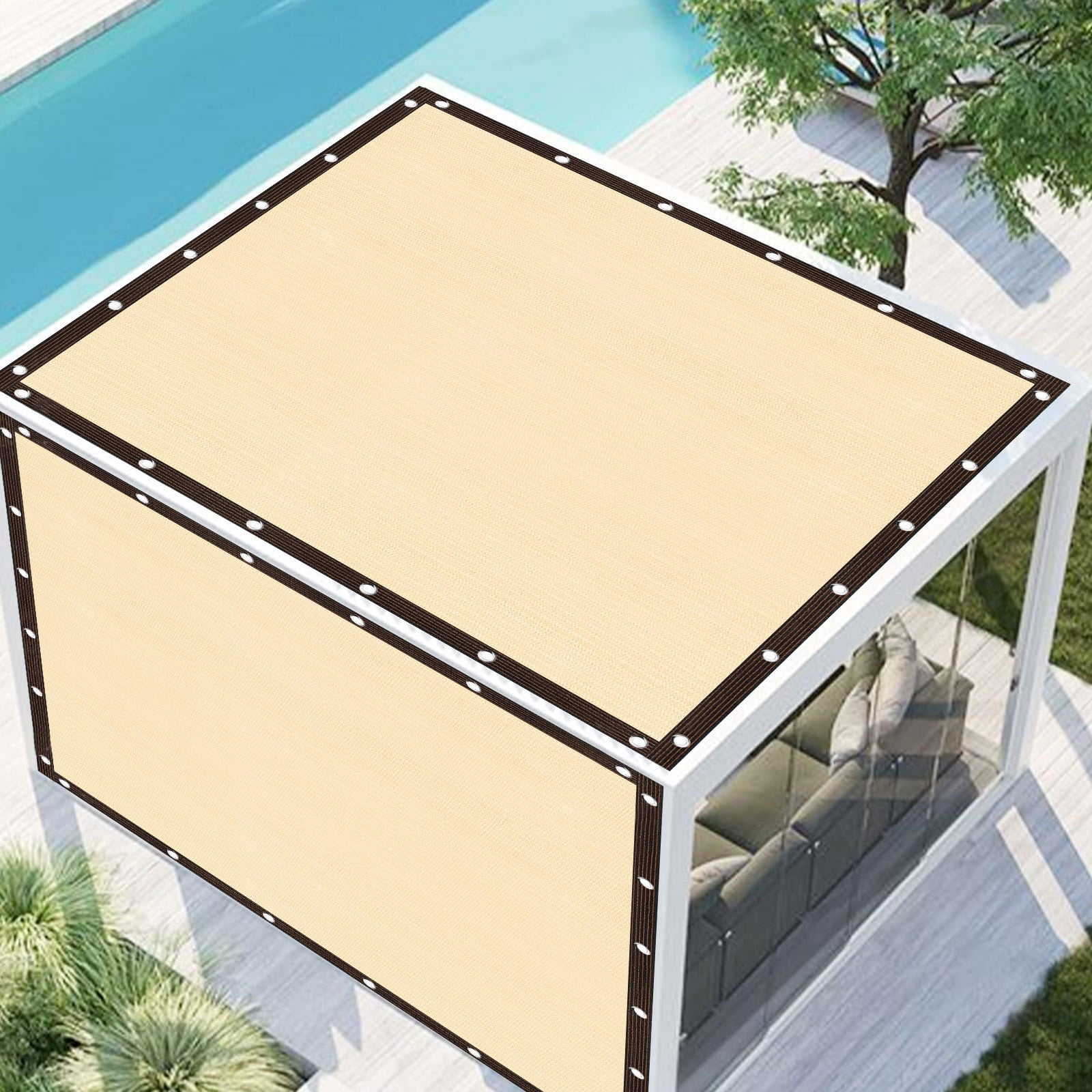 90% Shade Cloth, Durable Mesh Tarp Garden Shade with Grommets, Outdoor Sun Shade Net for Plant Pergola Patio (13.12x9.84FT,Beige)