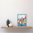 thumbnail image 2 of Harbour Boats Abstract Folk Art Watercolour Painting Artwork Framed Wall Art Print A4, 2 of 4