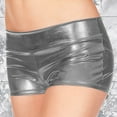thumbnail image 2 of Glisme Leather Shorts For Women Metallic Rave Booty Dance Shorts Light Women Short Underwear Rave Bottoms Clubwear Grey, 2 of 4