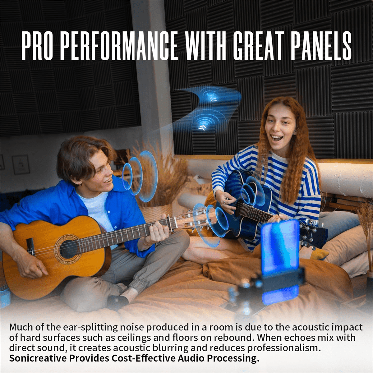 52 Pack Acoustic Foam Panels 1 X 12 X 12 Inches Sound Proof Foam Panels for Walls,Soundproof Wall Panels Acoustic Panels