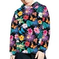 thumbnail image 5 of Xoenoiee Long Sleeve Hoodies Hooded Sweatshirt with Front Kangaroo Pocket Fall Winter Tops Sportwear for Kids Traveling Running Walking, Retro Palm Monstera Leaves Floral Butterfly Print, L, 5 of 7