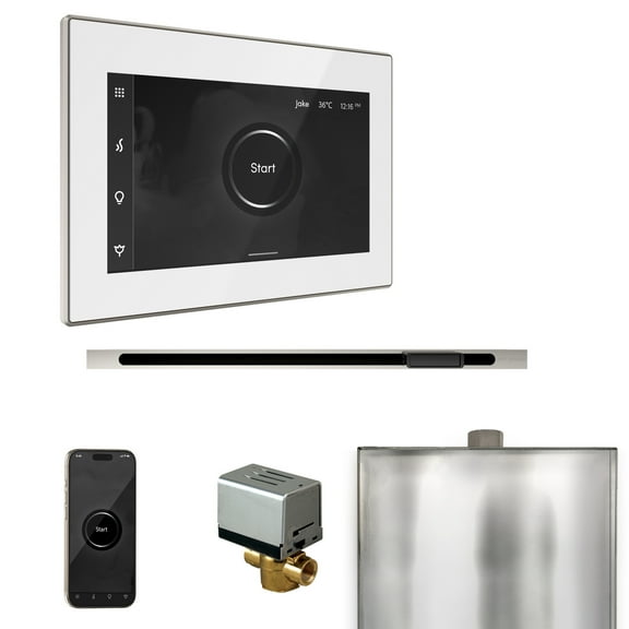 Mr Steam XButler Steam Shower Pkg w/iSteamX Control and Linear Steamhead in White Polished Nickel