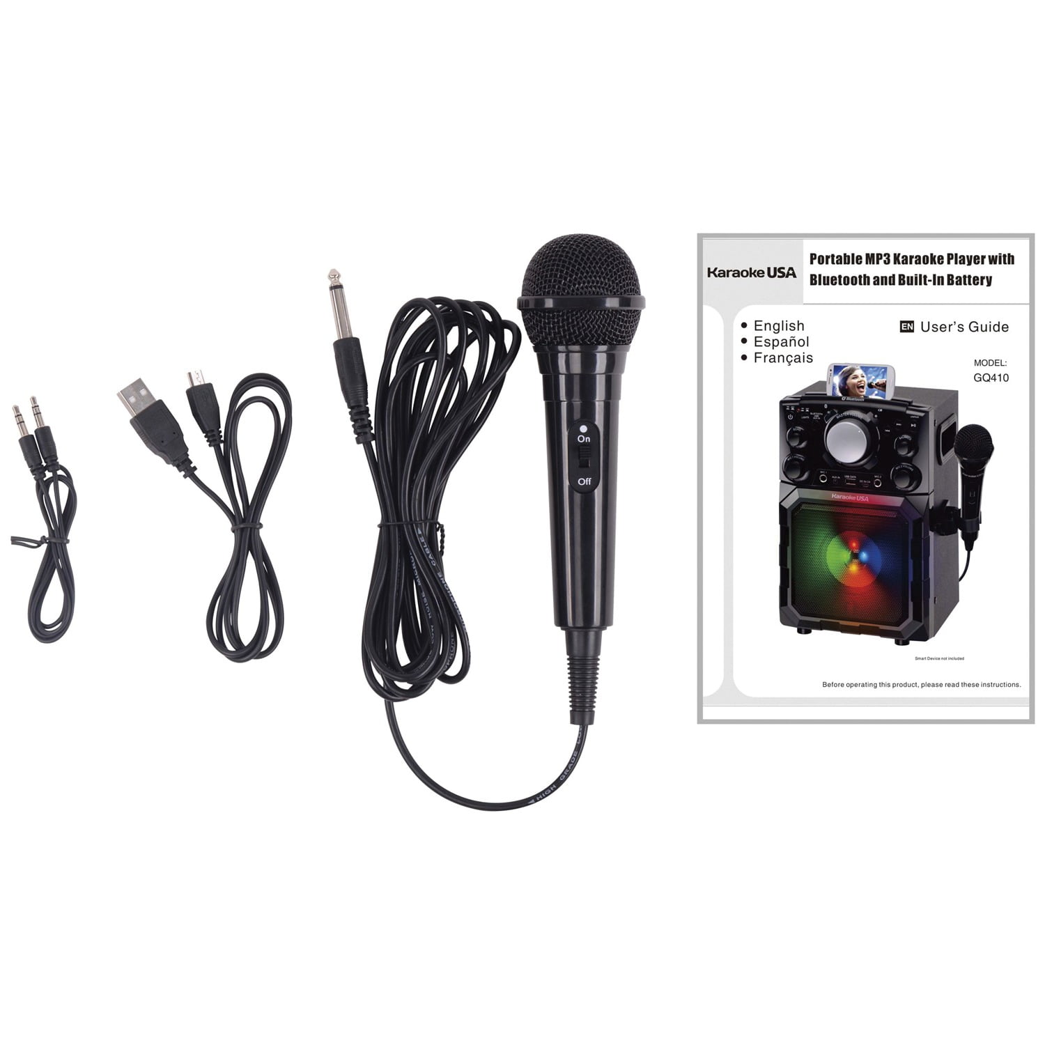 Karaoke USA GQ410 Portable MP3 Karaoke Player with Bluetooth and Rechargeable Battery