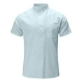 thumbnail image 5 of Men's Solid Color Casual Button Down Short Sleeve Blouse - Lightweight Polyester, Relaxed Fit, Machine Wash - S-XXXXL, 5 of 5