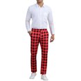 thumbnail image 2 of INSPIRE CHIC Plaid Pants for Men's Regular Fit Color Block Tartaned Pattern Dress Trousers, 2 of 6