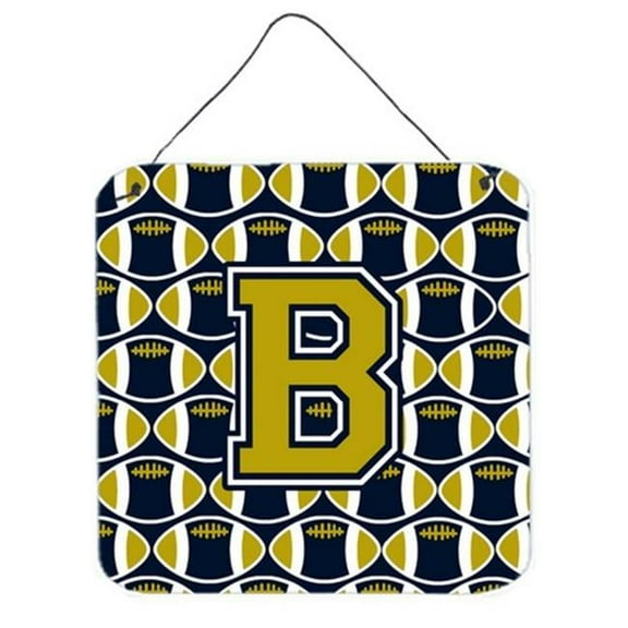 Letter B Football Blue & Gold Wall or Door Hanging Prints, 6 x 0.02 x 6 in.