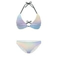 thumbnail image 2 of COEQINE Triangle Bathing Suit Top for Women Allover Print Removable Pad Cheeky Bottoms Bikini Set Halter String Spandex 2 Piece Swimwear, Light Violet Blue Gradient Starry Sky, L, 2 of 7