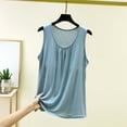 thumbnail image 2 of Besolor Womens Pajama Tank Tops Front Pleated Crewneck Sleeveless Shirts Lightweight Casual Loose Comfy Sleepwear Tee Tanks, 2 of 5