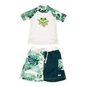 Baby Banz Short Sleeved Two-Piece Boys Swimsuit - Frog (Size 2)