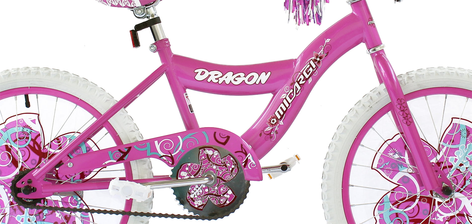 Wonder Wheels 20 In. Girl's BMX S-Type Frame Bicycle Coaster Brake One Piece Crank Pink Rims White Tire Kid's Bike – Pink