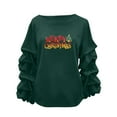 thumbnail image 2 of Yteetum Women's Merry Christmas Sweatshirts Oversized Crewneck Christmas Pleated Ruffle Trim Pullover Hoodless Sweatshirts Tops Womens Casual Xmas Graphic Round Neck Loose Lantern Sleeve Sweatshirts, 2 of 7