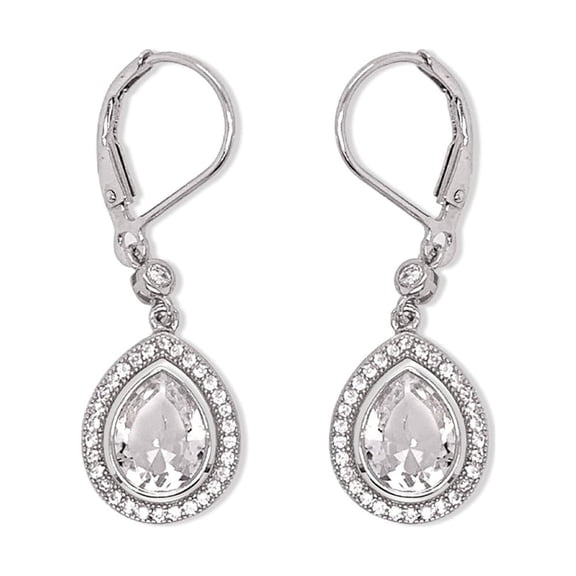 Pear Cut Drop Dangle Earrings for Women White Gold Finish CZ Glitz Design