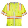 thumbnail image 1 of Kishigo Unisex High Visibility Reflective Premium Brilliant Series Heavy Duty Vest 1550, Zipper Closure, Polyester, ANSI 107 Type R / Class 3, Construction, Roadwork, Utility (Lime, M), 1 of 4