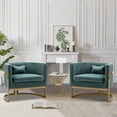 thumbnail image 4 of Andeworld Upholstered Velvet Accent Chair Modern Wide Arm Chair for Living Room Bedroom Armchair Barrel Chair Leisure Chair Lake Blue with Gold Legs, 4 of 6