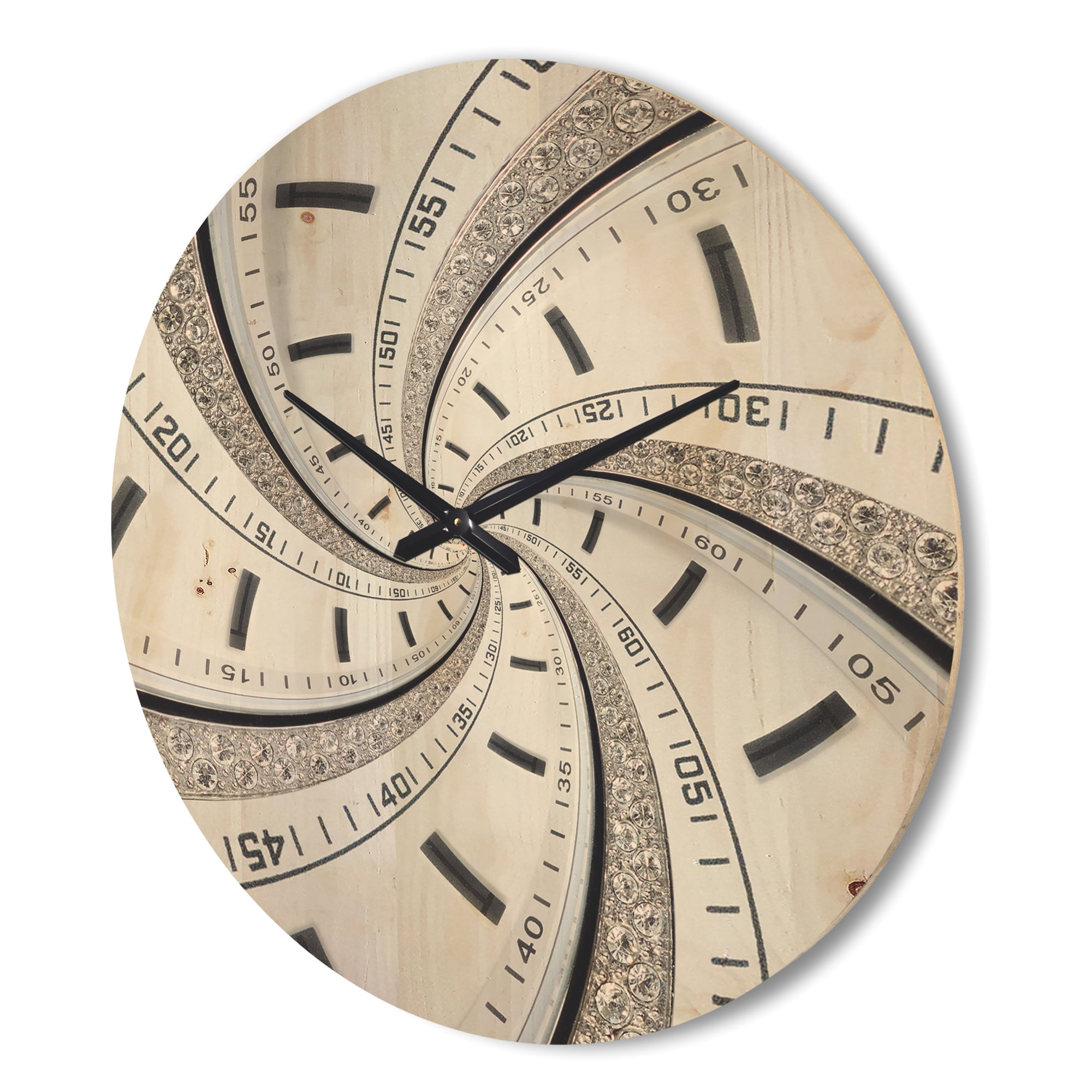 Designart 'Swirled Monochrome Time Vortex' Modern Wood Wall Clock