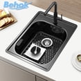 thumbnail image 2 of BEHOK 2 Pack Silicone Sink Protector for Kitchen Sink Bathroom Sink, 13.58"x 11.6" Sink Mat, Non-Slip and Durable Silicone Sink Protectors, Rear Drain (Black), 2 of 7
