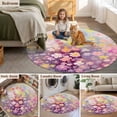 thumbnail image 5 of Round Rugs 8Ft, Spring Floral Round Area Rug Washable Indoor Throw Carpet, Modern Oil Painted Daisy Botanical Elegant Large Non Slip Circle Rug for Kids Room RV Home Decor Aesthetic, 5 of 8