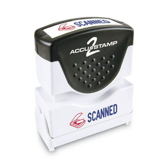 ACCUSTAMP2? Pre-Inked Shutter Stamp, Red-Blue, SCANNED, 1.63 x 0.5 035606 035606 USS-COS035606