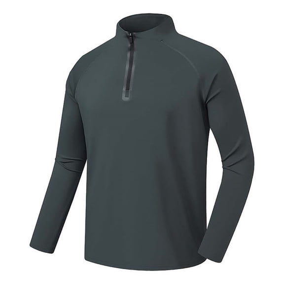 Tisuna Long Sleeve T-Shirts For Men Lightweight Stand Collar Tops Men Solid Tshirts For Fitness Sports Size L