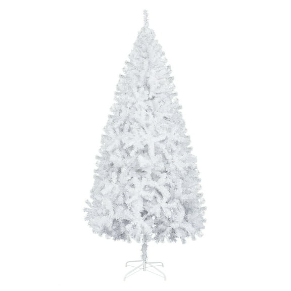 Glaxias 8ft Flocking Tied Light Christmas Tree Sturdy Metal Stand, Green & Snow Tipped