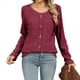 thumbnail image 3 of Suéteres Ligeros para Mujer 2025, Camiseta Henley de Larga, Blusa Informal de Cuello Redondo para Otoño. Vino Tinto L, 3 of 10