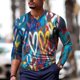thumbnail image 5 of Camiseta de diario unisex para hombre Estampados gráficos en 3D Tops de manga larga Casual Bloue Pompotops oipoqjl5350, 5 of 9