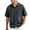 Grey, variant on Men's Casual Retro Striped Short Sleeve Button down Shirts Summer Regular Fit Casual Tops with Pockets Grey L