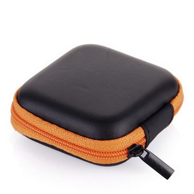 Mini Portable Earphone Bag EVA Coin Purse Headphone Usb Cable Case Storage Box Wallet Carrying Pouch Bag Earphone Accessory Orange