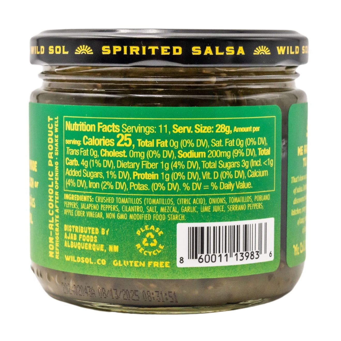 (3 pack) Wild Sol Salsa Verde  , 11 oz. each, Glass Jar, Shelf Stable