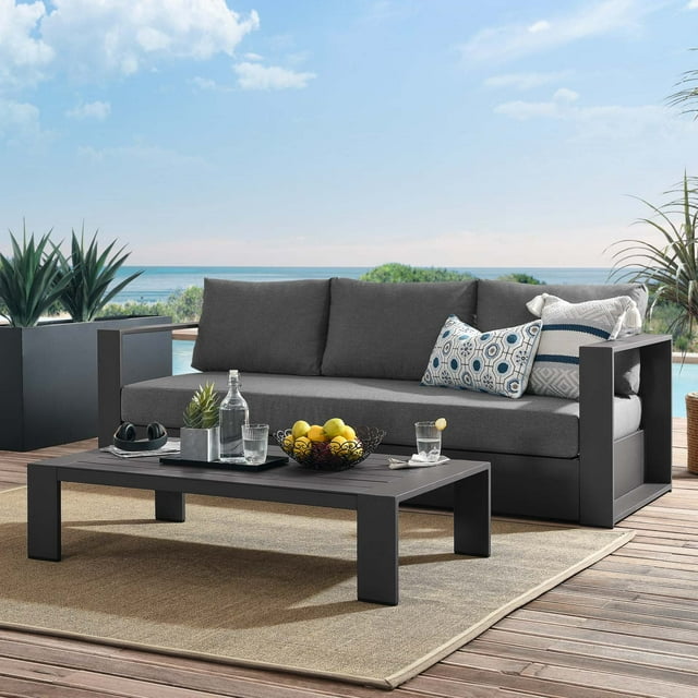 Modway Tahoe Ensemble de Patio Extérieur en Aluminium Thermolaqué de 2 Pcs, Gris Charbon