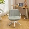 thumbnail image 4 of CZMJY Criss Cross Chair with Adjustable Flip-Up Arms,Cross Legged Chair with Wheels, Extra Wide Office Chair,Cozy Desk Chair for Home Office, Vanity, Apartment,Chenille Velvet,Light Blue-Green, 4 of 11