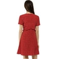 thumbnail image 6 of MODA NOVA Juniors Tie V Neck Short Sleeve Ruffle Floral a-Line Dress, 6 of 7