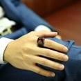 thumbnail image 3 of Men's 18MM Black Plating AAA Red CZ 18K Gold Plated Stainless Steel Ring Sz 8-11, 3 of 8