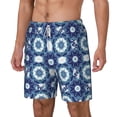 thumbnail image 2 of Uemuo Vintage Blue Pattern Mens Swim Trunks Quick Dry Board Shorts with Mesh Lining, Stretch Beach Shorts Quick Dry No-Chafing Board Shorts-3X-Large, 2 of 9