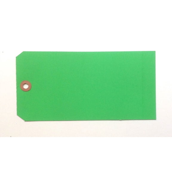 #10 Shipping Tags, Green, 3-5/8" x 7-1/4", 13 Pt. Heavy Duty, Plain, Fiber Reinforced Hole - Box / 1,000