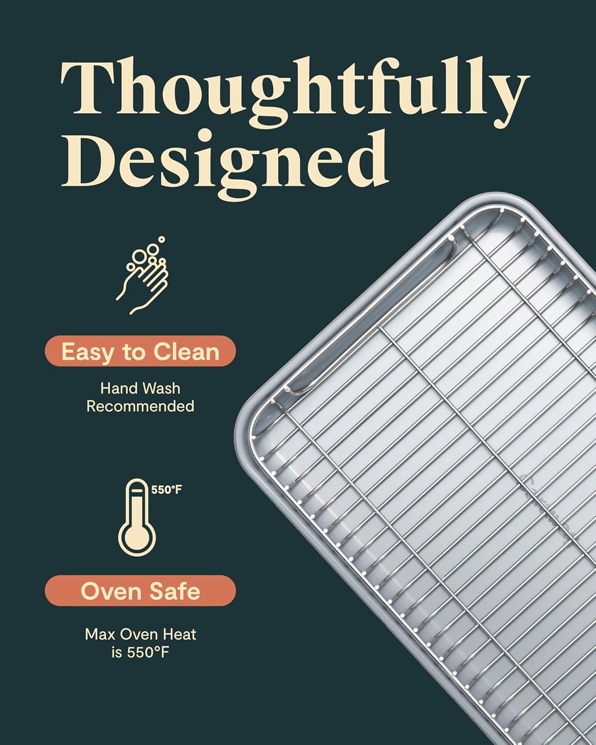Caraway Non-Stick Ceramic Baking Sheet & Cooling Rack - Ceramic Coated - Perfect for Baking, Roasting, and More - Small (13" x 9") - Gray