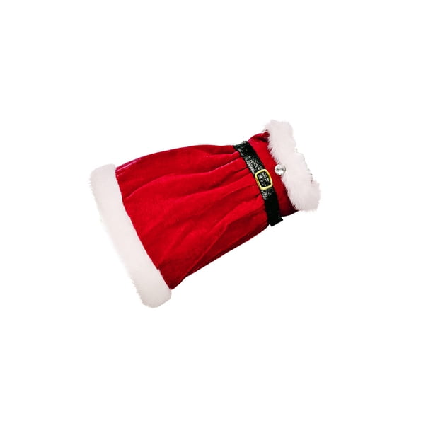 Cateissary Terciopelo Navidad botella de vino polvo vestido ropa con cinturón manga Universal Feliz Navidad decoración cubierta de comedor Kits de decoración para fiestas Vestido de camiseta Cateissary HA070138-02B