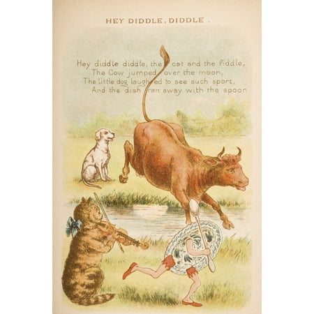 Hey Diddle Diddle from Old Mother Gooses Rhymes and Tales Illustrated by Constance Haslewood Published by Frederick Warne & Co London and New York circa 1890s Chromolithography by Emrik & Binger of
